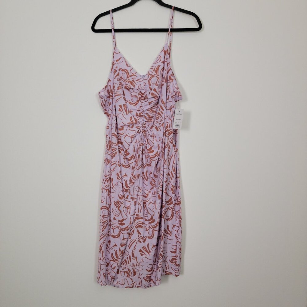 Nine West Womens Midi Floral Dress XXL Ruched Front Adjustable‎ Strap Whimsical